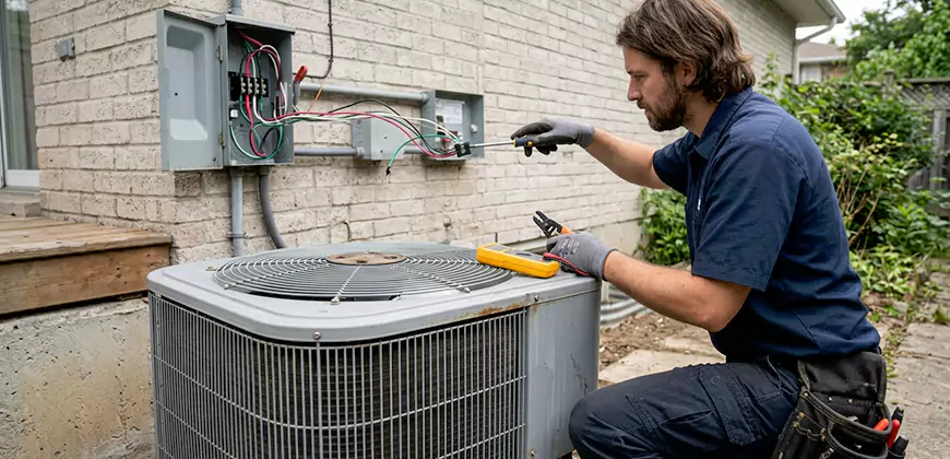 Exterior AC Unit Electrical Repair in Danbury